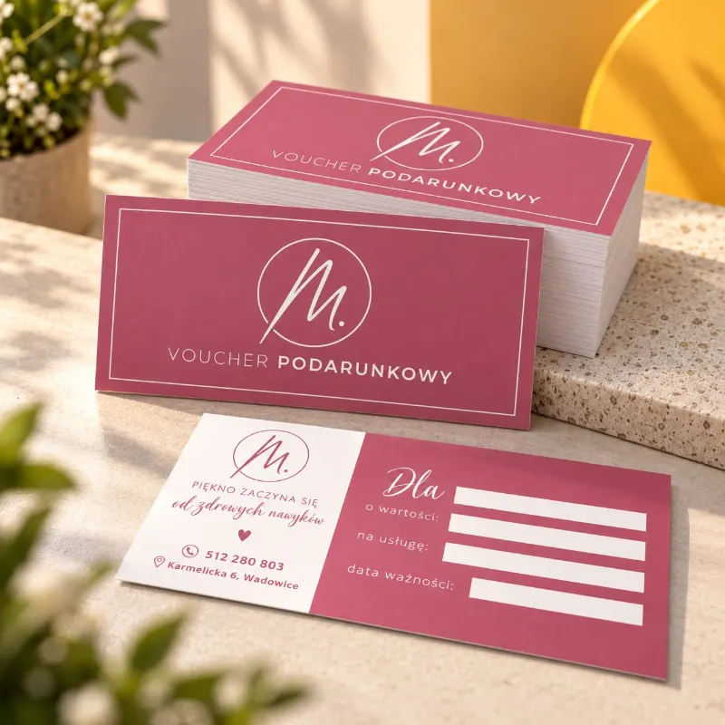 Vouchery podarunkowe – Salon M., realizacja Ananas Studio
